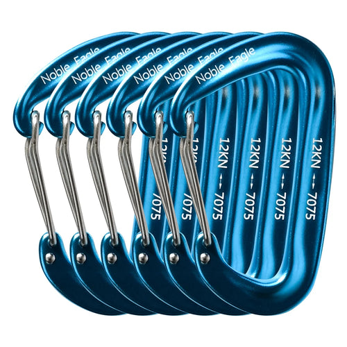 6PCS 12kN Aluminum D Ring Carabiners Heavy Duty Hook Lightweight